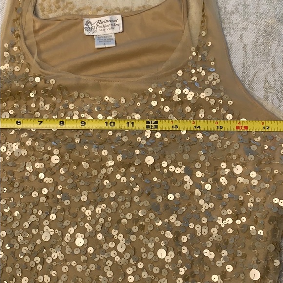 Gold tan sequin sheer lined tank - Picture 7 of 7